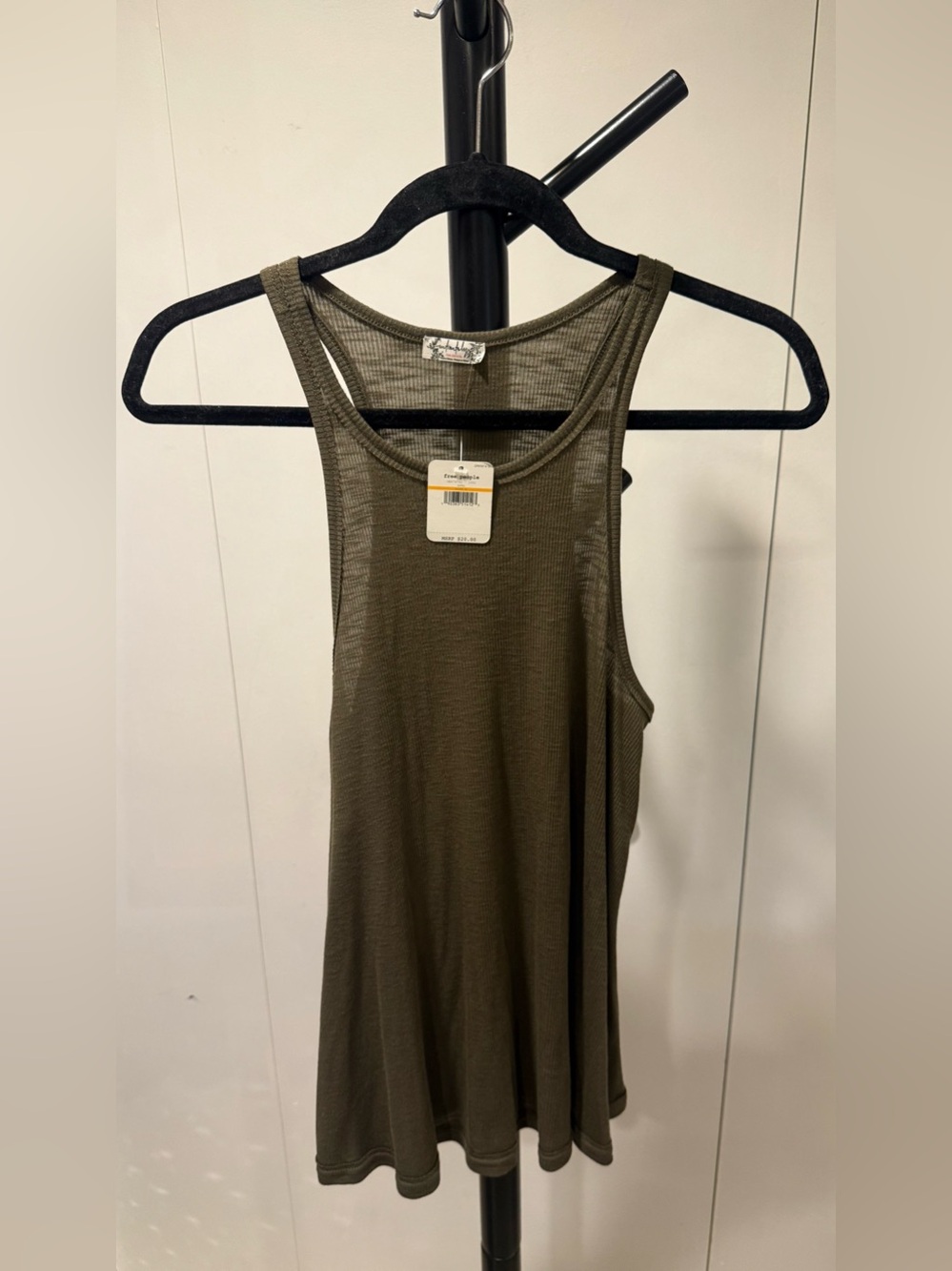 Free People Olive Ribbed Racerback Tank
